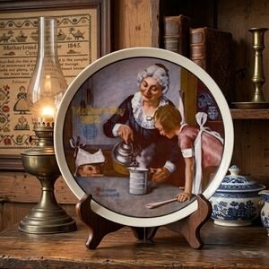 Norman Rockwell 1982 Mother's Day Plate The Cooking Lesson Knowles 598G